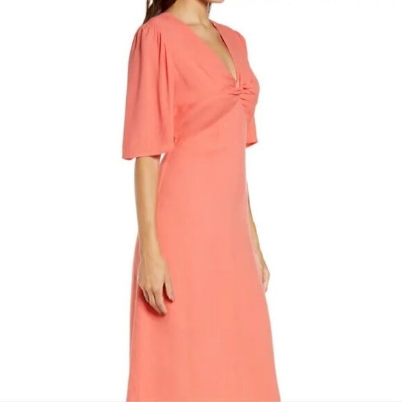 Chelsea 28 Ladies Coral Midi Twist Front Dress - Size Medium - Picture 1 of 10